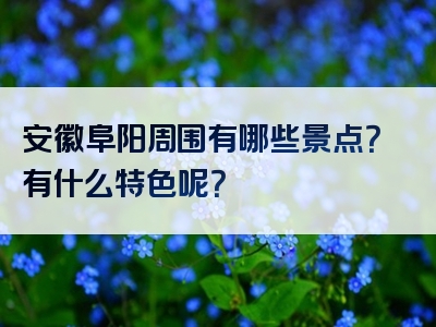 安徽阜阳周围有哪些景点？有什么特色呢？