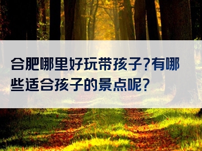 合肥哪里好玩带孩子？有哪些适合孩子的景点呢？