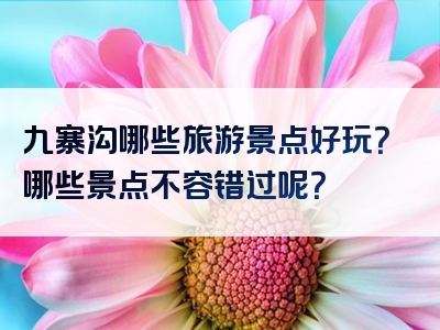 九寨沟哪些旅游景点好玩？哪些景点不容错过呢？