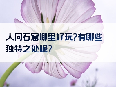 大同石窟哪里好玩？有哪些独特之处呢？
