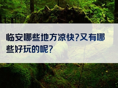 临安哪些地方凉快？又有哪些好玩的呢？