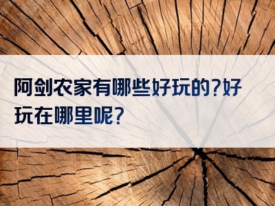 阿剑农家有哪些好玩的？好玩在哪里呢？