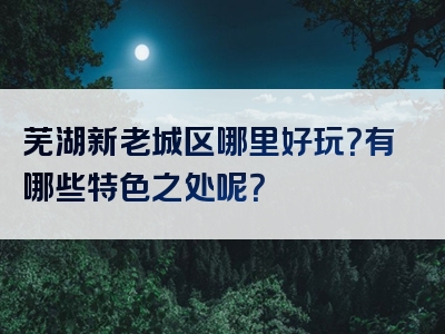 芜湖新老城区哪里好玩？有哪些特色之处呢？