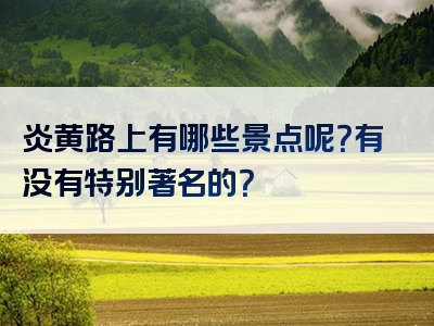 炎黄路上有哪些景点呢？有没有特别著名的？