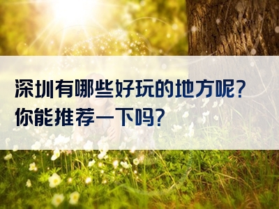 深圳有哪些好玩的地方呢？你能推荐一下吗？