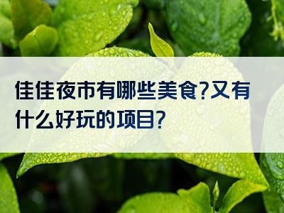 佳佳夜市有哪些美食？又有什么好玩的项目？