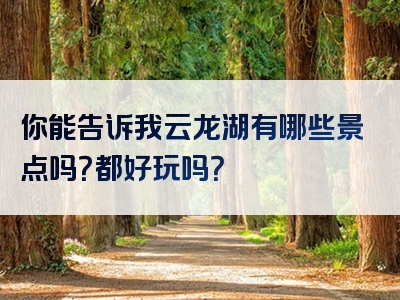 你能告诉我云龙湖有哪些景点吗？都好玩吗？