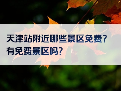 天津站附近哪些景区免费？有免费景区吗？