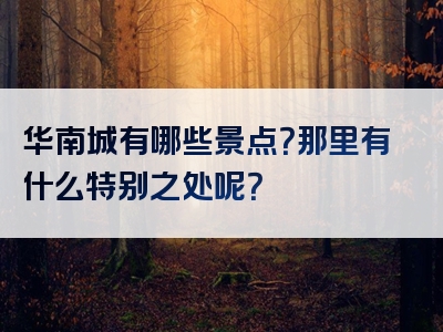华南城有哪些景点？那里有什么特别之处呢？