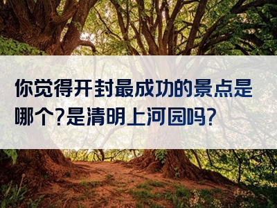 你觉得开封最成功的景点是哪个？是清明上河园吗？
