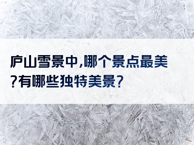 庐山雪景中，哪个景点最美？有哪些独特美景？