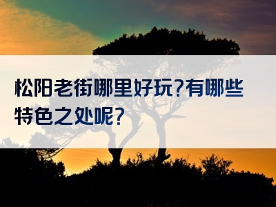 松阳老街哪里好玩？有哪些特色之处呢？