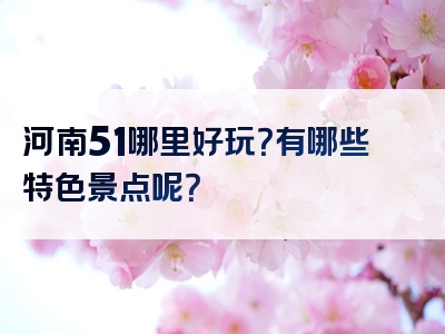 河南51哪里好玩？有哪些特色景点呢？