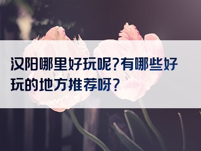 汉阳哪里好玩呢？有哪些好玩的地方推荐呀？