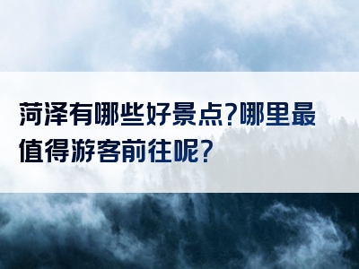 菏泽有哪些好景点？哪里最值得游客前往呢？