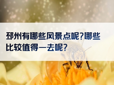 邳州有哪些风景点呢？哪些比较值得一去呢？