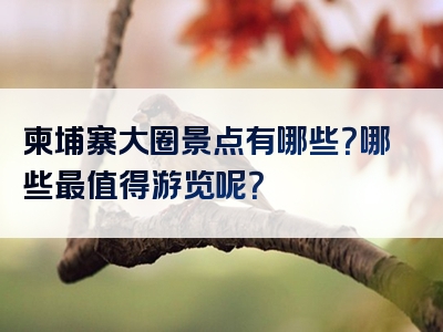 柬埔寨大圈景点有哪些？哪些最值得游览呢？