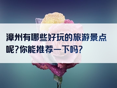 漳州有哪些好玩的旅游景点呢？你能推荐一下吗？
