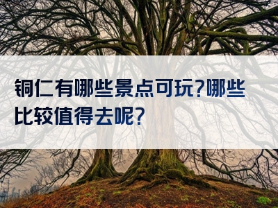 铜仁有哪些景点可玩？哪些比较值得去呢？