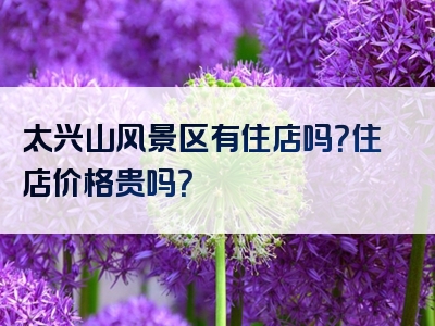 太兴山风景区有住店吗？住店价格贵吗？