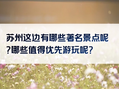苏州这边有哪些著名景点呢？哪些值得优先游玩呢？