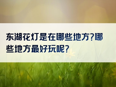 东湖花灯是在哪些地方？哪些地方最好玩呢？