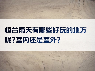 桓台雨天有哪些好玩的地方呢？室内还是室外？