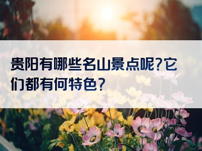 贵阳有哪些名山景点呢？它们都有何特色？