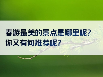 春游最美的景点是哪里呢？你又有何推荐呢？
