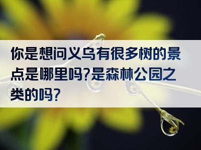 你是想问义乌有很多树的景点是哪里吗？是森林公园之类的吗？
