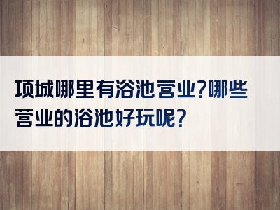 项城哪里有浴池营业？哪些营业的浴池好玩呢？