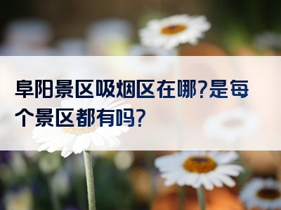 阜阳景区吸烟区在哪？是每个景区都有吗？