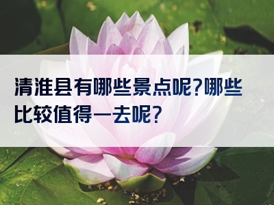 清淮县有哪些景点呢？哪些比较值得一去呢？