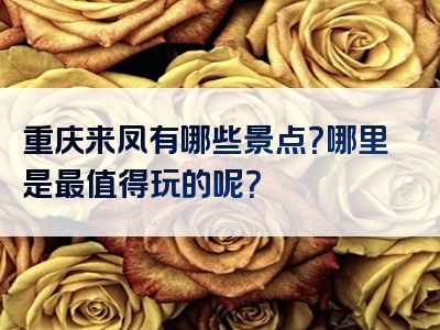 重庆来凤有哪些景点？哪里是最值得玩的呢？