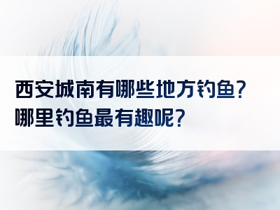 西安城南有哪些地方钓鱼？哪里钓鱼最有趣呢？