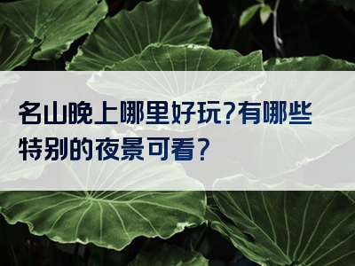 名山晚上哪里好玩？有哪些特别的夜景可看？
