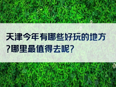 天津今年有哪些好玩的地方？哪里最值得去呢？