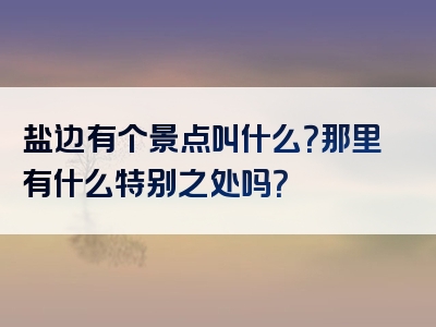 盐边有个景点叫什么？那里有什么特别之处吗？