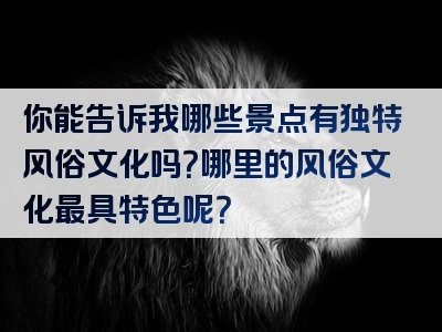 你能告诉我哪些景点有独特风俗文化吗？哪里的风俗文化最具特色呢？