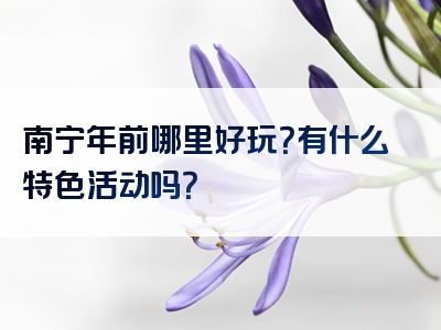 南宁年前哪里好玩？有什么特色活动吗？