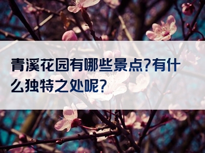 青溪花园有哪些景点？有什么独特之处呢？