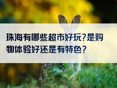 珠海有哪些超市好玩？是购物体验好还是有特色？