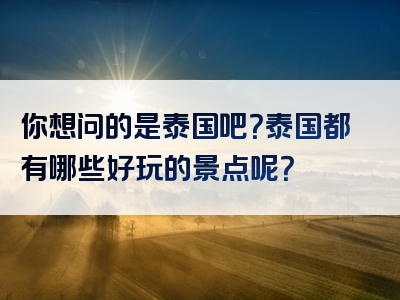 你想问的是泰国吧？泰国都有哪些好玩的景点呢？