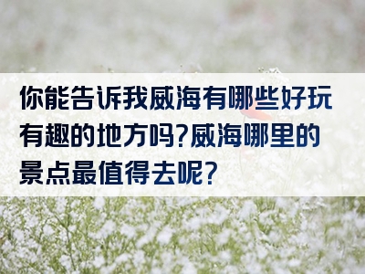 你能告诉我威海有哪些好玩有趣的地方吗？威海哪里的景点最值得去呢？