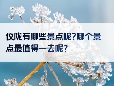 仪陇有哪些景点呢？哪个景点最值得一去呢？