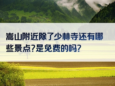 嵩山附近除了少林寺还有哪些景点？是免费的吗？