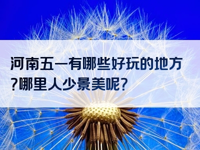 河南五一有哪些好玩的地方？哪里人少景美呢？