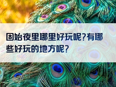 固始夜里哪里好玩呢？有哪些好玩的地方呢？
