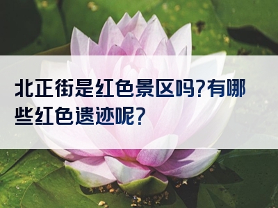 北正街是红色景区吗？有哪些红色遗迹呢？