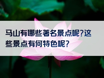 马山有哪些著名景点呢？这些景点有何特色呢？